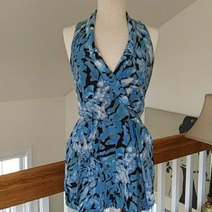Bebe blue print silk romper